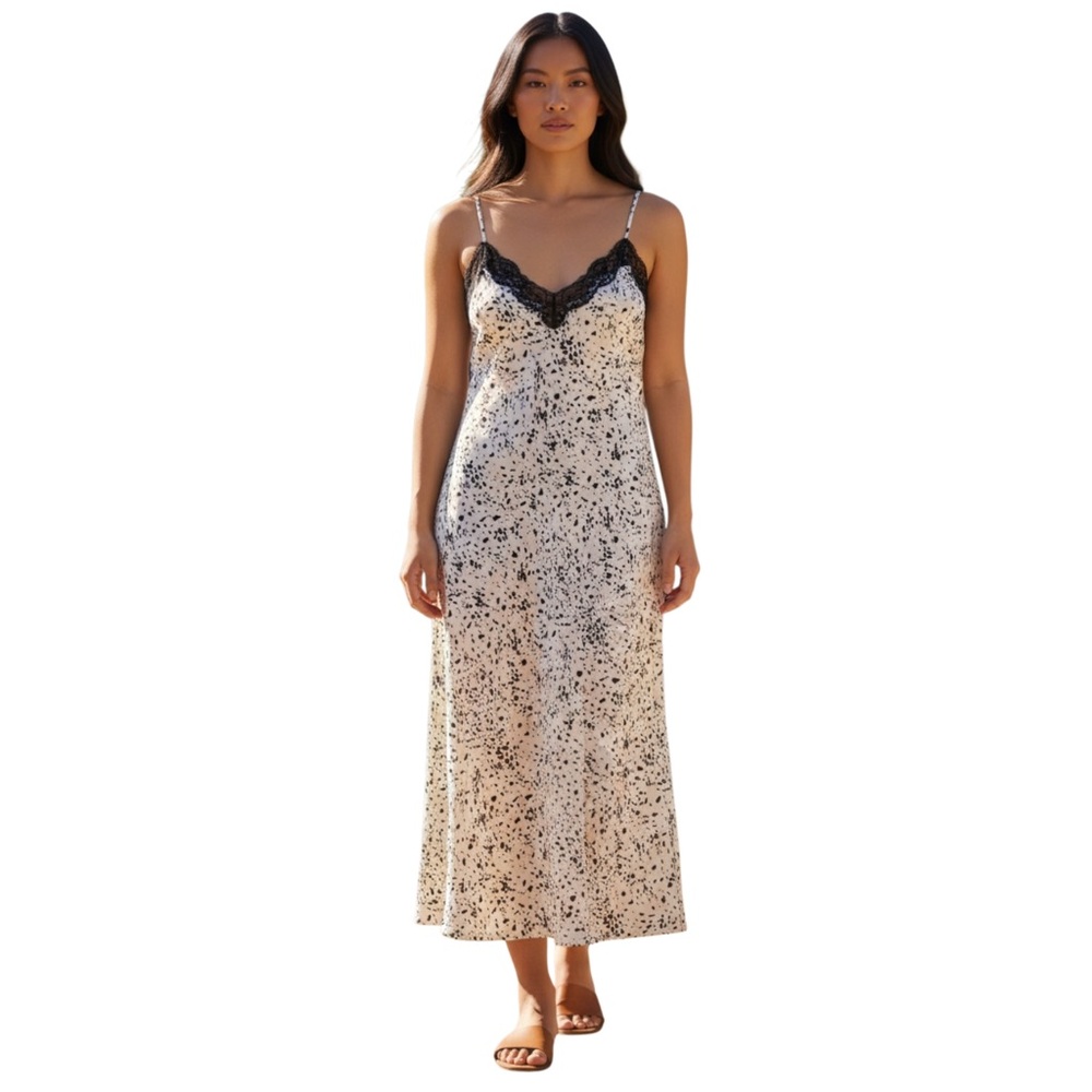 A New Day Sleeveless Cami Lace Slip Dress Color Tan & Black, Size Small - Picture 1 of 11